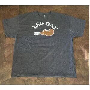 LEG DAY Graphic Tee Charcoal Gray Heather Workout Shirt 3XL NEW